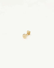 Fine Square Solitaire Flat Back Stud Earring | 14k Yellow Gold/Diamond