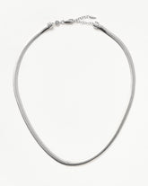 Flat Snake Chain Necklace | Rhodium Plated on Recycled Sterling Silver