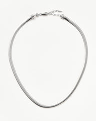 Flat Snake Chain Necklace | Rhodium Plated on Recycled Sterling Silver