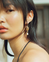 Harris Reed Fine Uncaged Drop Earrings | 14k Solid Gold/Pearl & Diamond