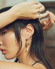 Harris Reed Fine Uncaged Drop Earrings | 14k Solid Gold/Pearl & Diamond