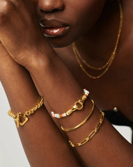 Harris Reed In Good Hands Beaded Gemstone Bracelet | 18k Gold Plated/Multi Gemstone & Pearl