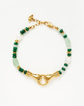 Harris Reed In Good Hands Beaded Gemstone Bracelet | 18k Gold Plated/Multi Green Gemstone & Pearl