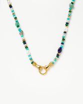 Harris Reed In Good Hands Beaded Gemstone Necklace | 18k Gold Plated/Turquoise, Lapis & Pearl