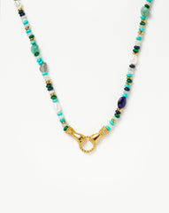 Harris Reed In Good Hands Beaded Gemstone Necklace | 18k Gold Plated/Turquoise, Lapis & Pearl