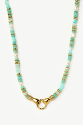 Harris Reed In Good Hands Chunky Beaded Gemstone Necklace | 18k Gold Plated/Multi Amazonite & Pearl