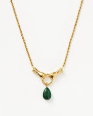 Harris Reed In Good Hands Drop Pendant Necklace | 18k Gold Plated/Malachite & Pearl