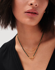Harris Reed In Good Hands Mini Beaded Gemstone Necklace | 18k Gold Plated/Malachite