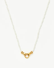 Harris Reed In Good Hands Mini Beaded Gemstone Necklace | 18k Gold Plated/Rainbow Moonstone