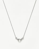 Harris Reed In Good Hands Mini Pendant Slider Necklace | Silver Plated/Cubic Zirconia & Black Onyx