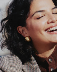 Hera Oversized Dome Ridge Stud Earrings | 18k Gold Plated