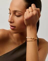In Good Hands Pearl & Chain Bracelet Set | 18k Gold Plated / Pearl & Black Onyx