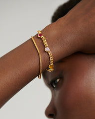 Jelly Heart Gemstone Charm Bracelet | 18k Gold Plated/Multi Quartz