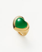 Jelly Heart Gemstone Ring | 18k Gold Plated/Green Chalcedony