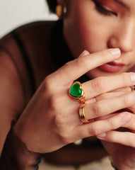 Jelly Heart Gemstone Ring | 18k Gold Plated/Green Chalcedony