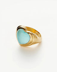 Jelly Heart Gemstone Ring | 18k Gold Plated/Aqua Chalcedony