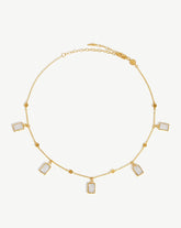 Lena Charm Choker | 18k Gold Vermeil/Rainbow Moonstone
