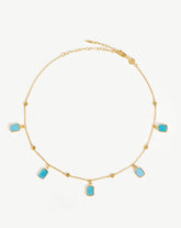 Lena Charm Choker | 18k Gold Plated/Turquoise