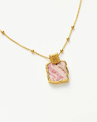 Lena Charm Necklace | 18k Gold Plated/Rhodochrosite