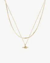Lucy Williams Fine Diamond T-Bar & Square Snake Necklace Set | 14k Solid Gold