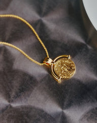 Lucy Williams Medium Engravable Roman Arc Coin Necklace | 18k Gold Plated