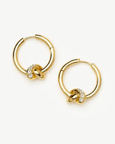 Lucy Williams Pavé Knot Small Hoop Earrings | 18k Gold Plated