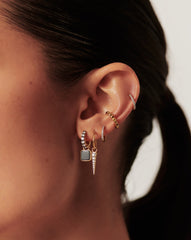 Lucy Williams Square Black Onyx Charm Hoop Earrings | 18k Gold Vermeil/Black Onyx