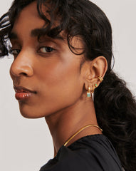 Lucy Williams Square Malachite Charm Hoop Earrings | 18k Gold Vermeil/Malachite