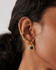Lucy Williams Square Malachite Charm Hoop Earrings | 18k Gold Vermeil/Malachite
