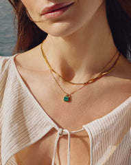 Lucy Williams Square Malachite Necklace | 18k Gold Vermeil/Malachite