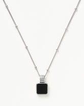 Lucy Williams Square Onyx Necklace | Sterling Silver/Black Onyx