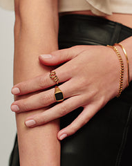 Lucy Williams Square Signet Ring | 18k Gold Vermeil/Black Spinel