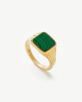 Lucy Williams Square Signet Ring | 18k Gold Vermeil/Malachite
