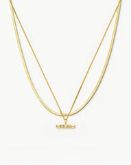 Lucy Williams Square Snake & T-Bar Necklace Set | 18k Gold Vermeil