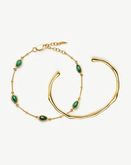 Magma Gemstone & Molten Cuff Bracelet Set | 18k Gold Vermeil / 18k Gold Plated