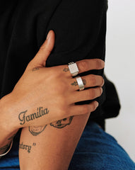 Mens Engravable Matte Wide Ring | Sterling Silver