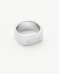 Mens Engravable Matte Wide Ring | Sterling Silver