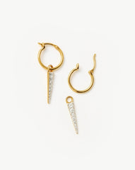 Mini Pave Spike Charm Hoop Earrings | 18k Gold Vermeil/Cubic Zirconia