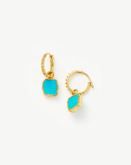 Mini Pyramid Charm Hoop Earrings | 18k Gold Vermeil/Turquoise