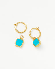 Mini Pyramid Charm Hoop Earrings | 18k Gold Vermeil/Turquoise