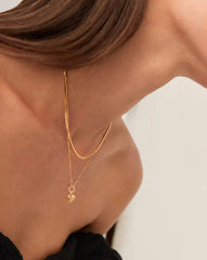 Mini Ridge Heart Chain Necklace Set | 18k Gold Plated