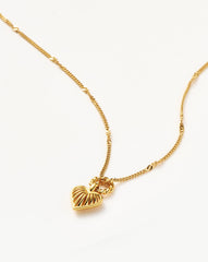 Mini Ridge Heart Charm Pendant Necklace