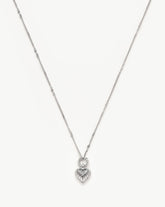 Mini Ridge Heart Charm Pendant Necklace | Sterling Silver