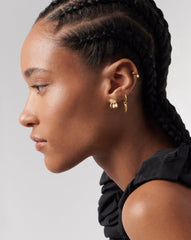 Molten Gemstone Charm Stud Earrings | 18k Gold Vermeil/Rainbow Moonstone