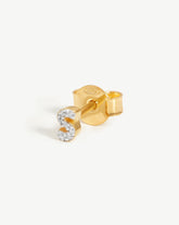 Pave Initial Single Stud Earring - Initial S | 18k Gold Vermeil/Cubic Zirconia