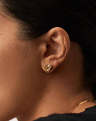 Puffy Heart Mini Stud Earrings |18k Gold Vermeil