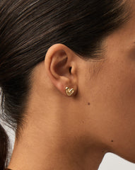Puffy Heart Mini Stud Earrings |18k Gold Vermeil