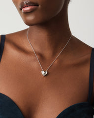 Puffy Heart Pendant Necklace | Silver Plated
