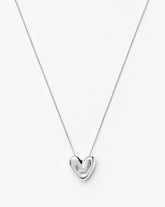 Puffy Heart Pendant Necklace | Silver Plated