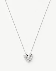 Puffy Heart Pendant Necklace | Silver Plated